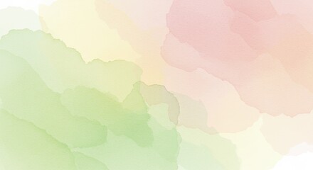 Simple Minimalist Spring Watercolor Background Featuring Soft Green and Pink Wash Creating a Subtle Texture