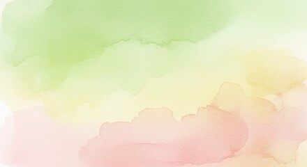 Fototapeta premium Clean Minimalist Spring Watercolor Background With Gentle Soft Green and Pink Shades and Ethereal Texture