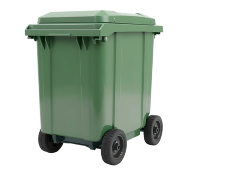 Green Plastic Wheelie Bin on Wheels