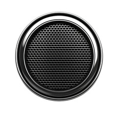 Sleek Chrome Speaker Grill Hexagon Mesh Design Dark Background Modern on transparent background