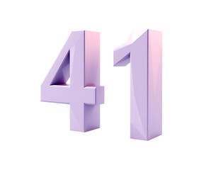 Fototapeta premium 3D Rendered Number 41, Isolated on Transparent Background