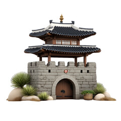Obraz premium Asian Architecture Stone Gate Pagoda 3D Render