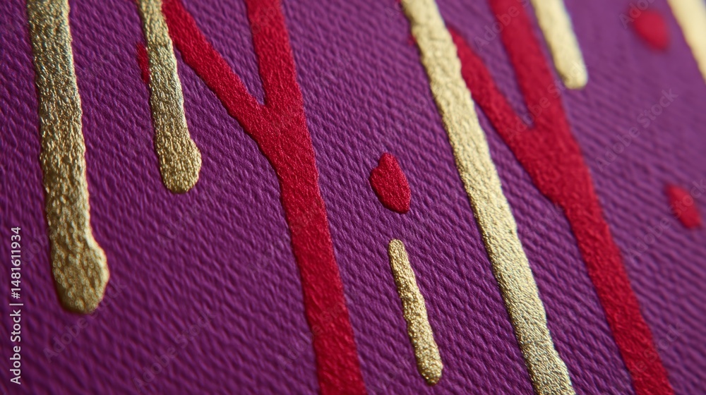 Poster close-up view reveals splattered metallic ink on a textured steel surface, showcasing vibrant colors