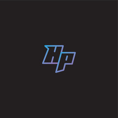 dinamyc line gaming concept monogram logo design letter amazing esport style HP