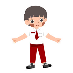 Smiling Schoolboy in Uniform, Isolated on White Background, Vector Illustration