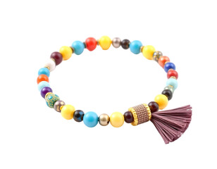 Colorful beaded bracelet with tassel