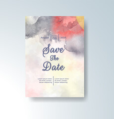 Wedding invitation with abstract watercolor background