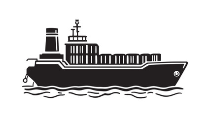 Obraz premium Cargo Ship line art illustration 