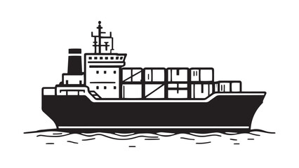Fototapeta premium Cargo Ship line art illustration 