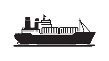 Obraz premium Cargo Ship line art illustration 