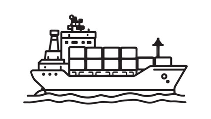 Obraz premium Cargo Ship line art illustration 