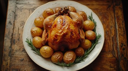 Roasted chicken and potatoes on a plate (1)
