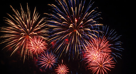 Fototapeta premium Spectacular Fireworks Display with Bursting Colors Against a Dark Night Sky
