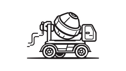 Cement Mixer line art illustration 