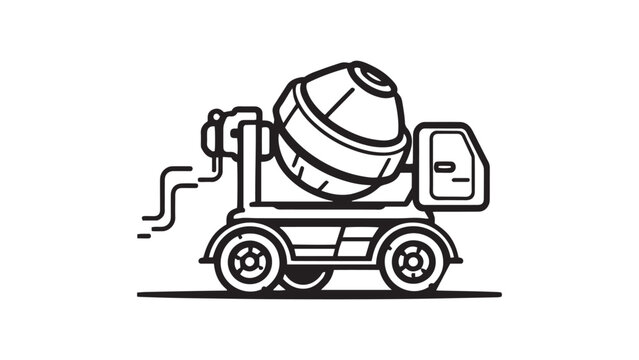 black and white cement mixer truck clip art preview