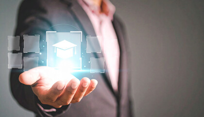 Empowering education innovation digital learning strategies business sector graphic design professional environment futuristic concept