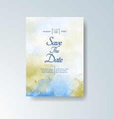 Wedding invitation with abstract watercolor background
