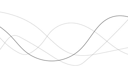 Abstract wavy black and white curved line on transparent background. 