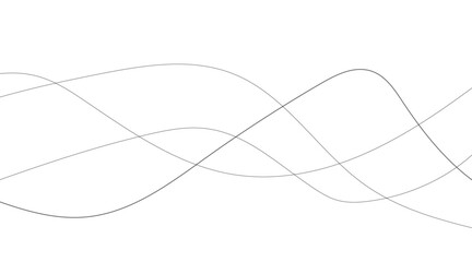 Abstract wavy black and white curved line on transparent background. 