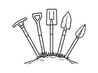 Post hole digger simple outline drawing
