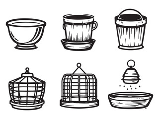 Poultry feeder farming sketch drawing