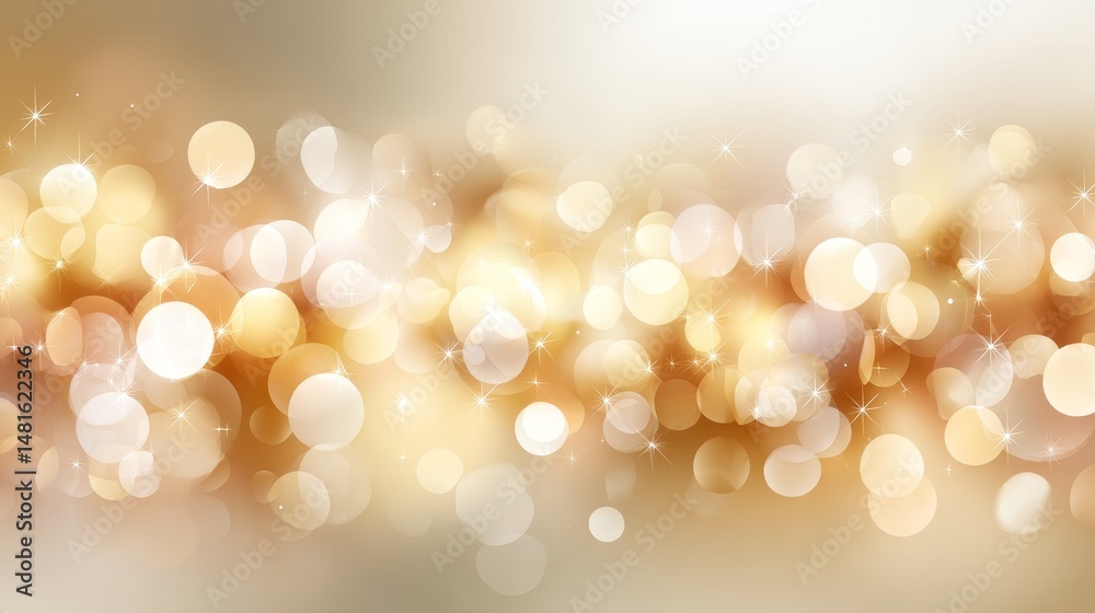 Poster a soft focus displays a blend of golden and pearl bokeh lights, enhanced by subtle tonal gradients, 