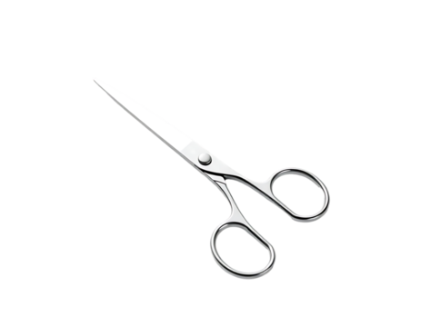 Close-up of a silver scissors on a transparent surface