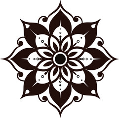 Elegant and Ornate Floral Mandala Design in Black and White