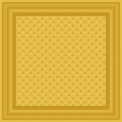 Elegant Square Scarf with Ornate Border and Geometric Pattern
This minimalist ethnic hijab scarf design features a geometric border with traditional patterns in an elegant maroon and gold color scheme