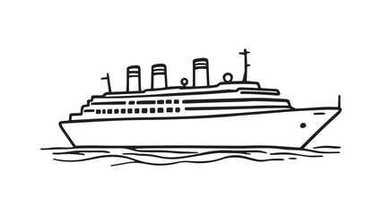 Fototapeta premium Cruise Ship line art