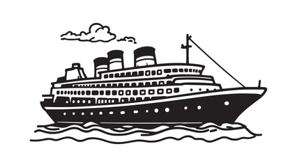 Obraz premium Cruise Ship line art