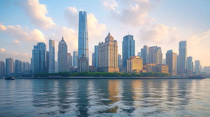 Sleek architectural skyline of modern steel cityscape high resolution picture