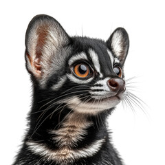 Obraz premium Striking black white Asian masked palm civet portrait intense gaze on transparent background