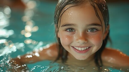 Smiling girl in swimming pool