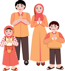 Muslim Family Saying Eid Mubarak – Festive Home Atmosphere