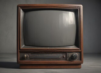A weathered antique CRT television set, showing static on its screen , tube, device, vintage