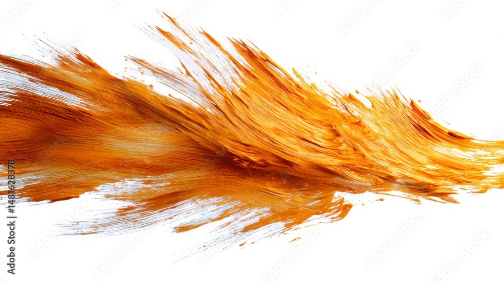 Leinwandbilder vibrant orange acrylic paint creates a dynamic brushstroke across a white background, highlighting t