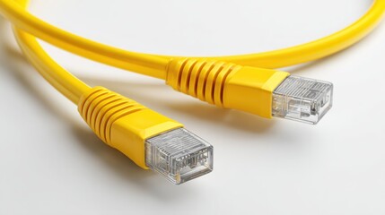 Two yellow ethernet cables with RJ45 connectors