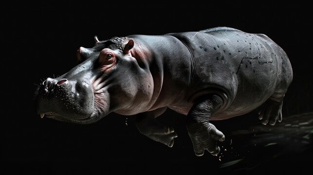 Hippopotamus in dark water