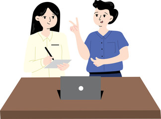 Project Briefing in Conference Room – Flat Vector of Office Teamwork