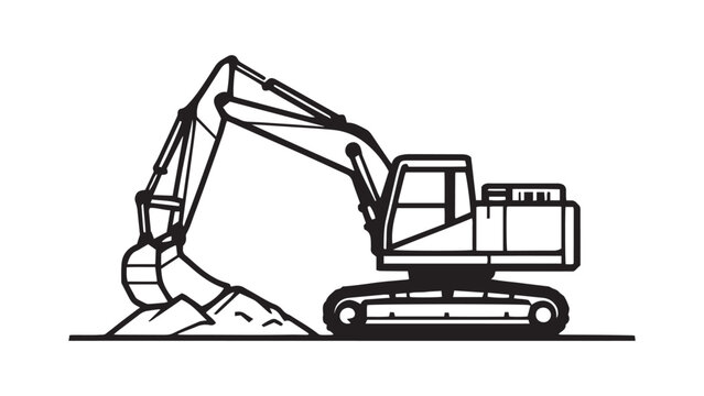 black excavator digging dirt, construction clip art preview