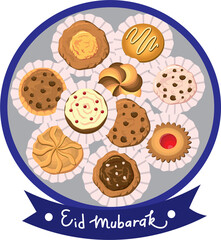 Cookies for Eid Mubarak in a Platter