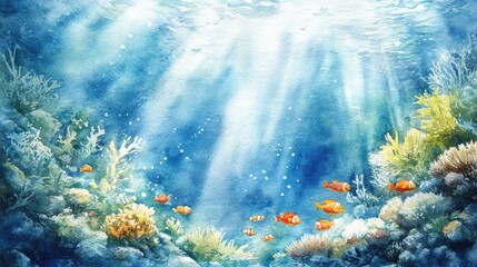 Subaquatic coral reef teeming with vibrant fish.