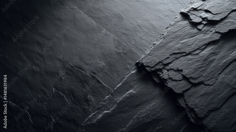 Leinwandbilder a top-down view reveals a rugged slate surface featuring natural cracks and metallic flecks, creatin