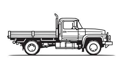 Flatbed Truck line art