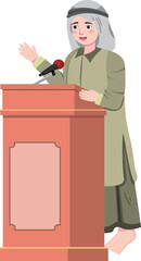 Obraz premium Islamic Religious Lectures, Ustadz giving speech at Podium