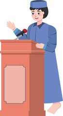 Islamic Religious Lectures, Ustadz giving speech at Podium