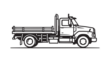 Flatbed Truck line art