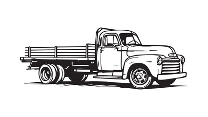 Flatbed Truck line art