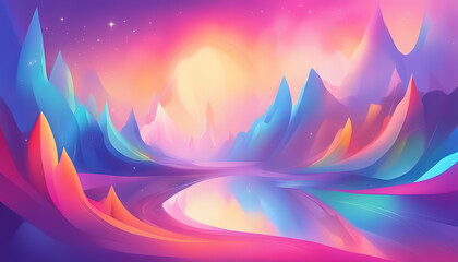 Bright multicolored abstraction of flowing lines and gradients as background.